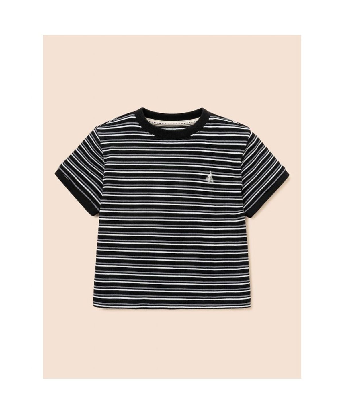 빈폴 키즈(BEANPOLE KIDS) 와플 스트라이프 반소매 상하세트  블랙 (BI6742U015)