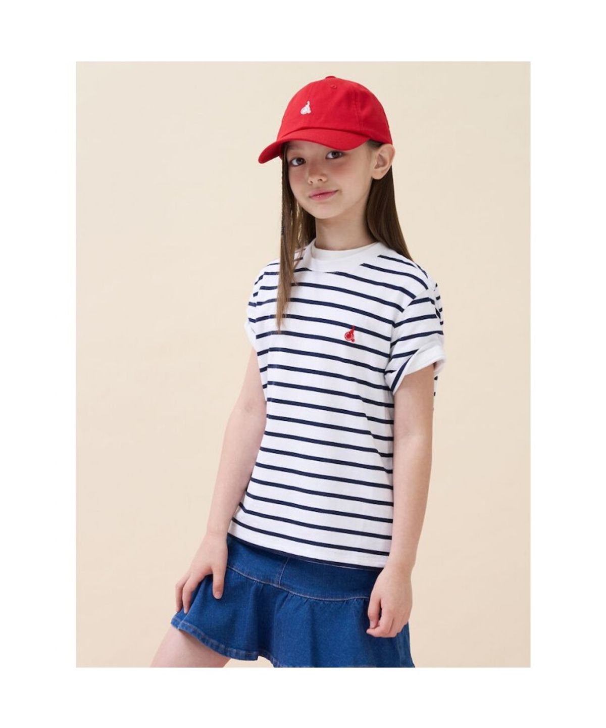 빈폴 키즈(BEANPOLE KIDS) [Essential] 스트라이프 반소매 티셔츠  아이보리 (BI6742UE20)
