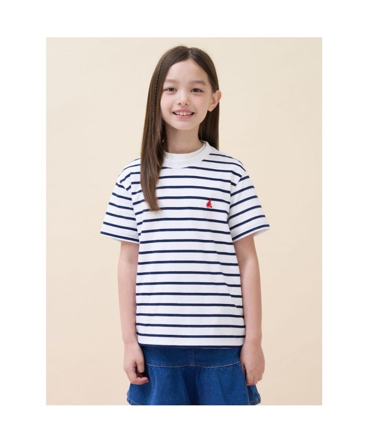 빈폴 키즈(BEANPOLE KIDS) [Essential] 스트라이프 반소매 티셔츠  아이보리 (BI6742UE20)
