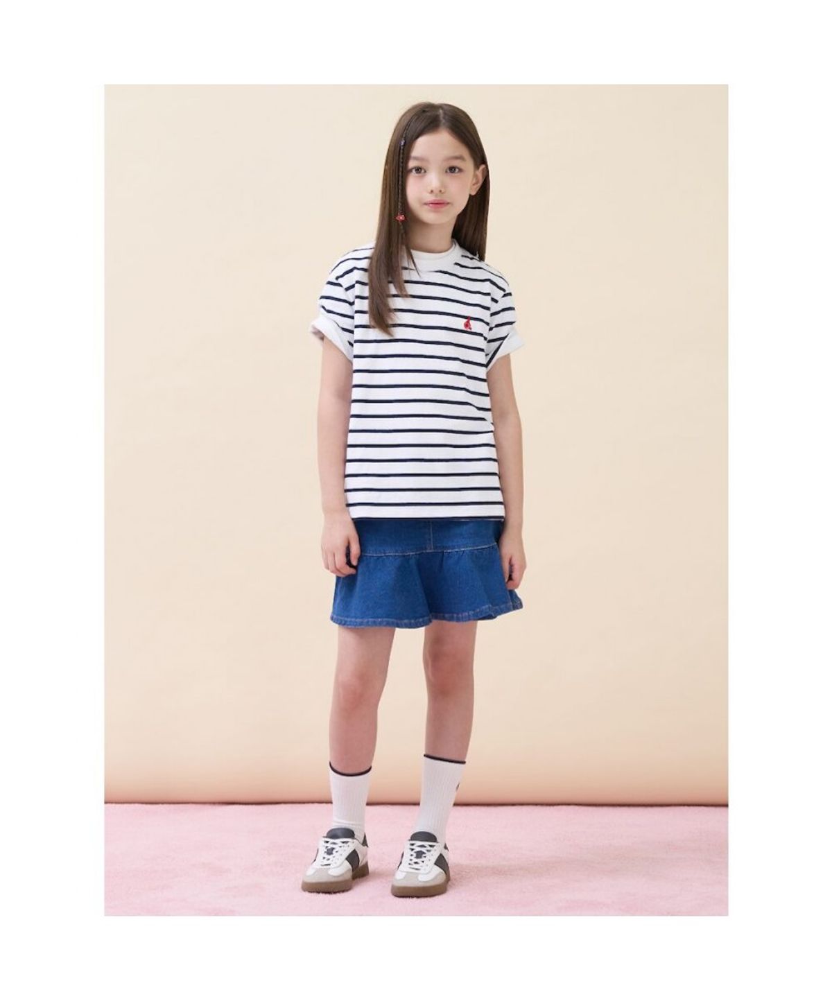 빈폴 키즈(BEANPOLE KIDS) [Essential] 스트라이프 반소매 티셔츠  아이보리 (BI6742UE20)