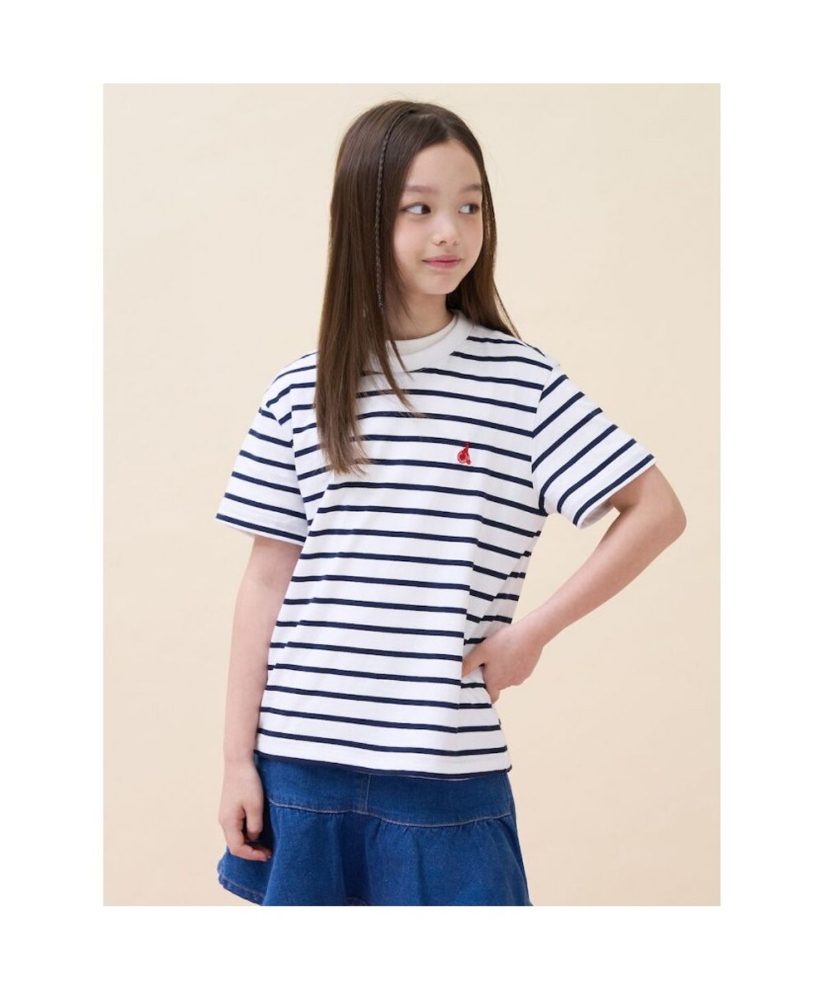 빈폴 키즈(BEANPOLE KIDS) [Essential] 스트라이프 반소매 티셔츠  아이보리 (BI6742UE20)