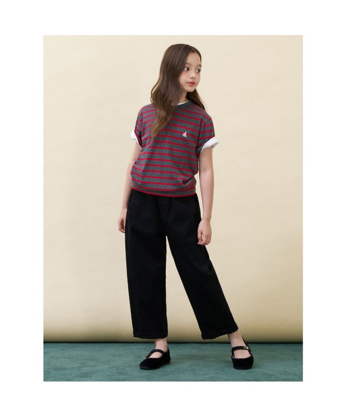 빈폴 키즈(BEANPOLE KIDS) [Essential] 스트라이프 반소매 티셔츠  그레이 (BI6742UE24)