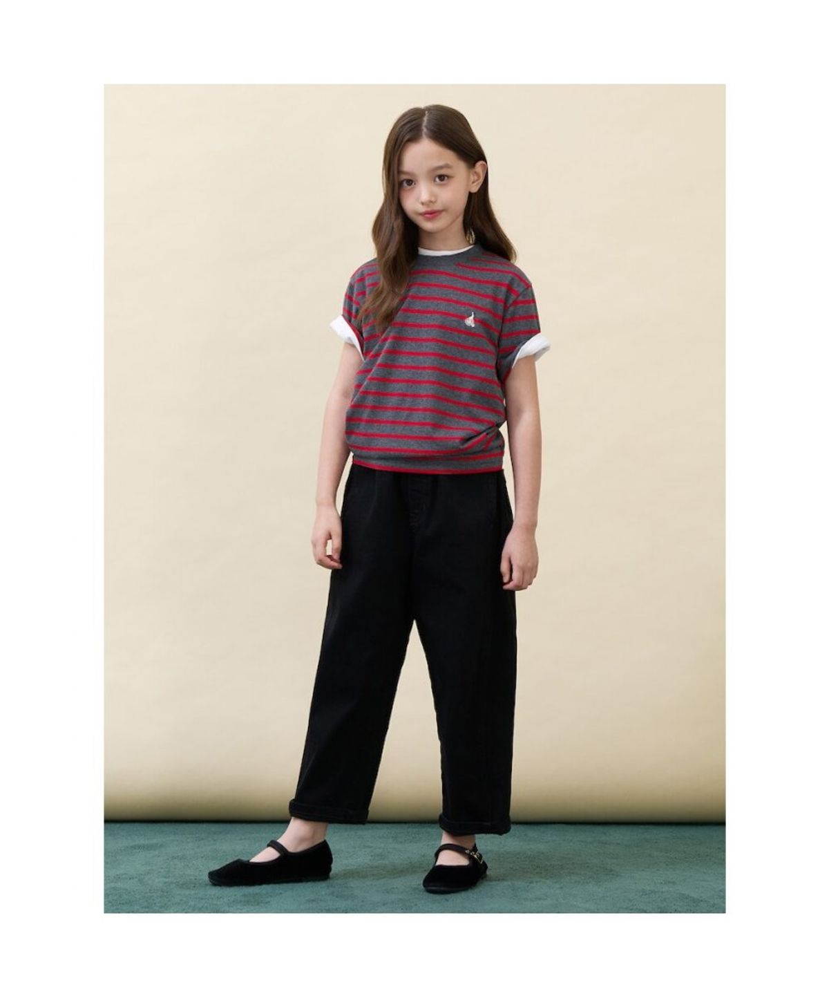 빈폴 키즈(BEANPOLE KIDS) [Essential] 스트라이프 반소매 티셔츠  그레이 (BI6742UE24)