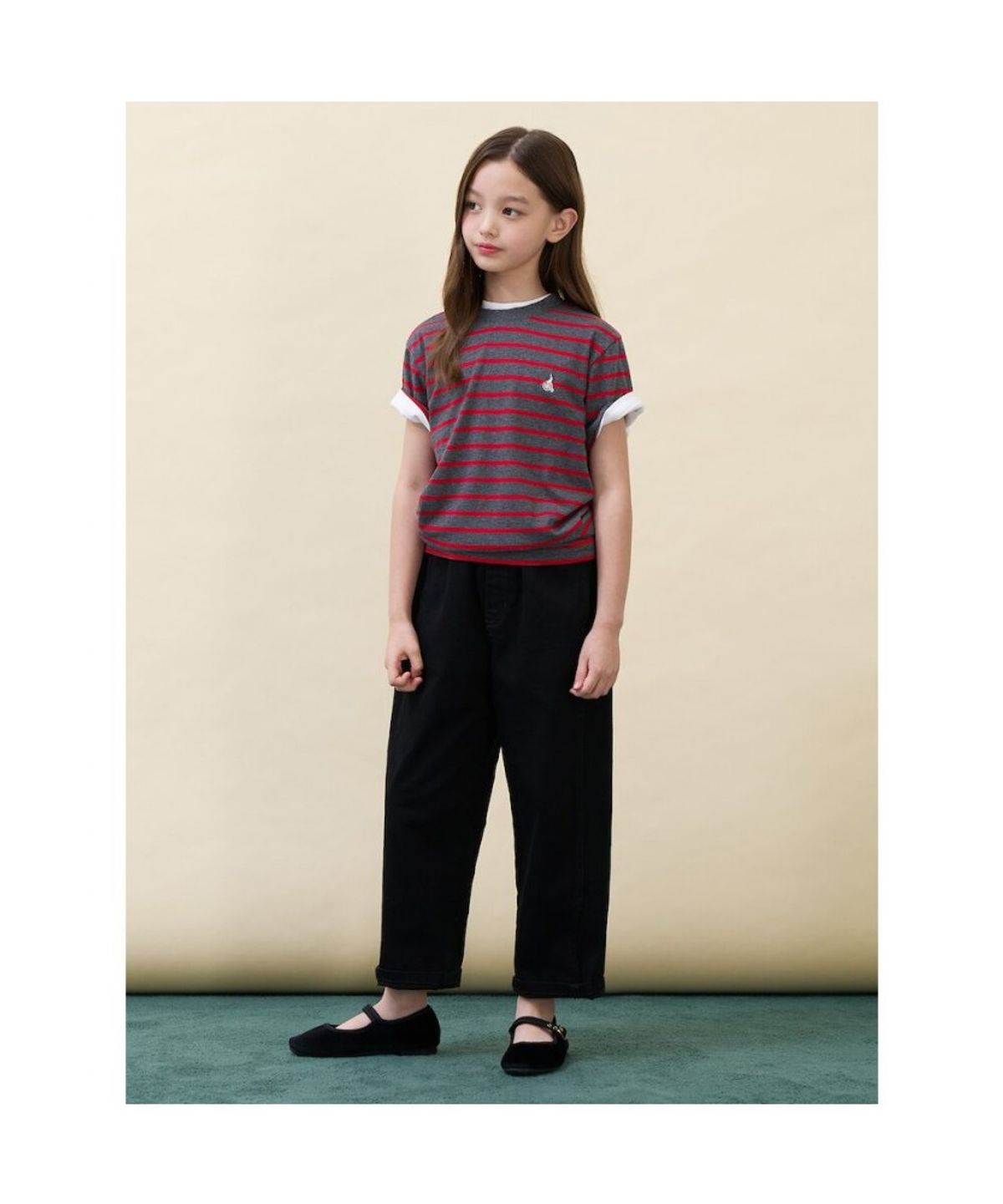 빈폴 키즈(BEANPOLE KIDS) [Essential] 스트라이프 반소매 티셔츠  그레이 (BI6742UE24)