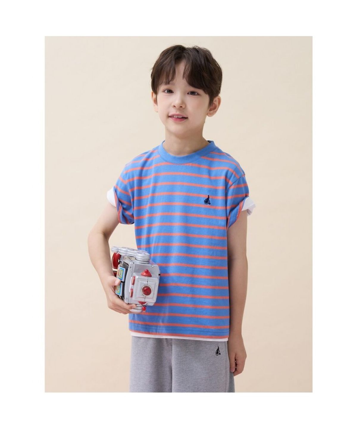 빈폴 키즈(BEANPOLE KIDS) [Essential] 스트라이프 반소매 티셔츠  스카이 블루 (BI6742UE2Q)