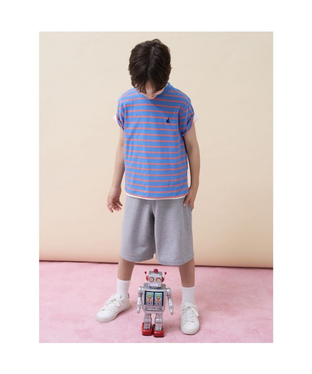 빈폴 키즈(BEANPOLE KIDS) [Essential] 스트라이프 반소매 티셔츠  스카이 블루 (BI6742UE2Q)