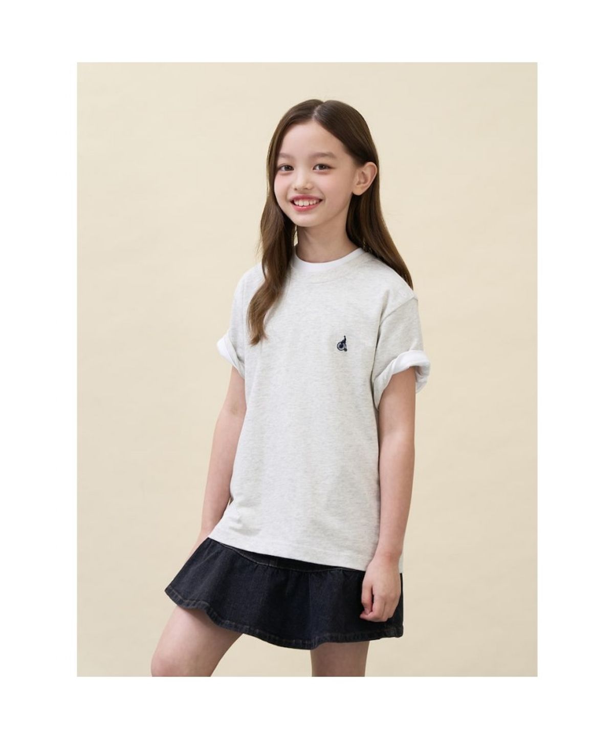 빈폴 키즈(BEANPOLE KIDS) [Essential] 수피마 베이직 반소매 티셔츠  베이지 (BI6742UE1A)