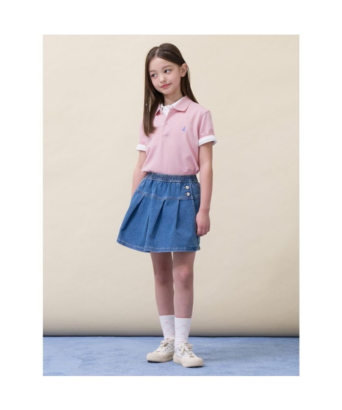 빈폴 키즈(BEANPOLE KIDS) [Essential] 피케 칼라 반소매 티셔츠  라이트 핑크 (BI6742UE3Y)