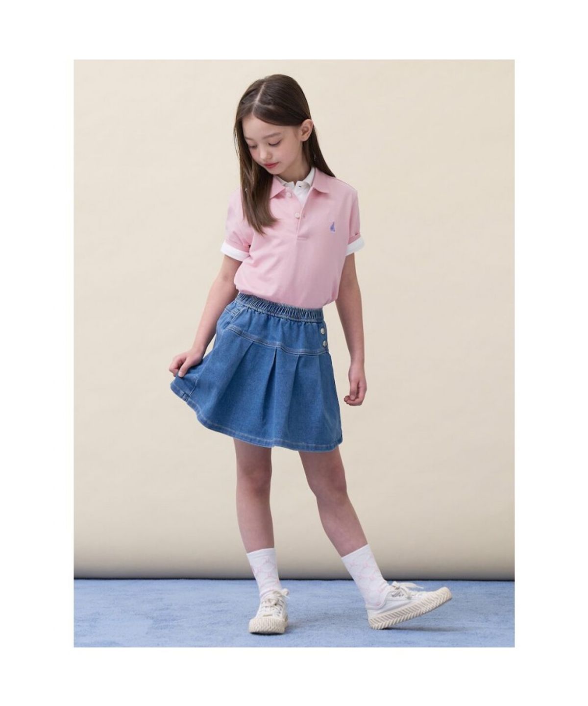 빈폴 키즈(BEANPOLE KIDS) [Essential] 피케 칼라 반소매 티셔츠  라이트 핑크 (BI6742UE3Y)