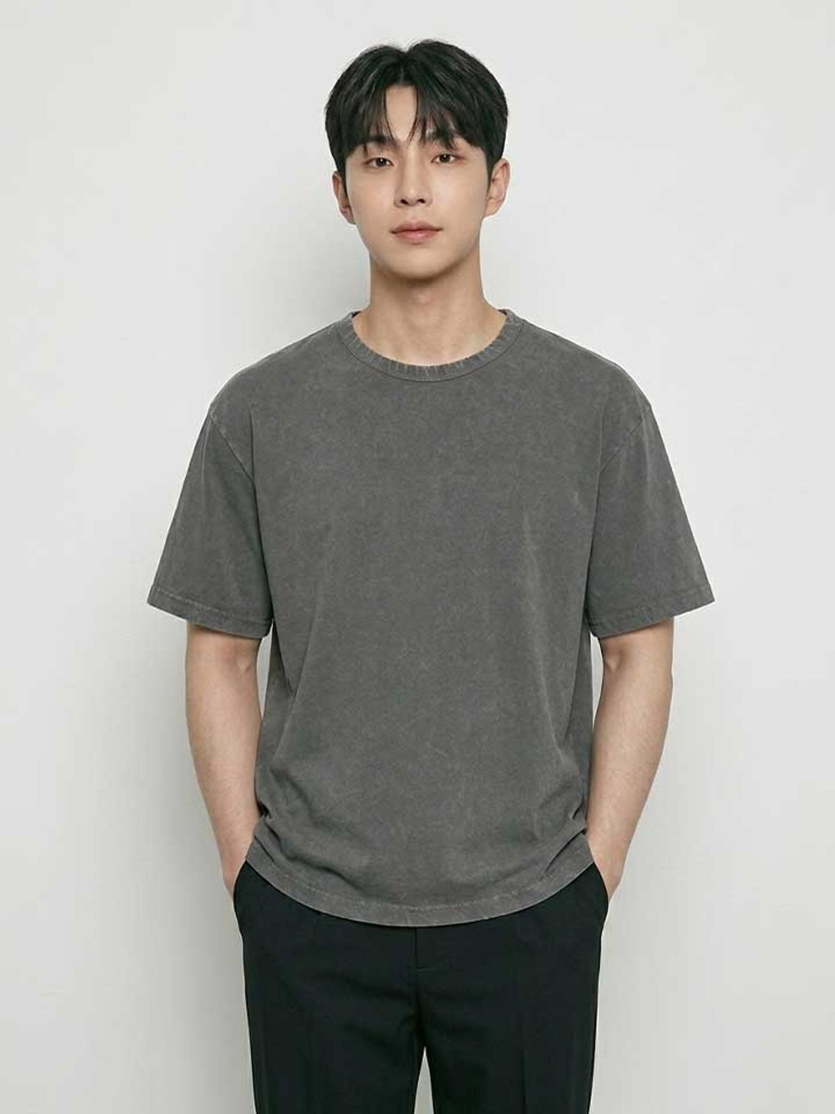 행텐(HANGTEN) 남성 다잉 워싱 반팔 티셔츠_165(10580-031-612-69)