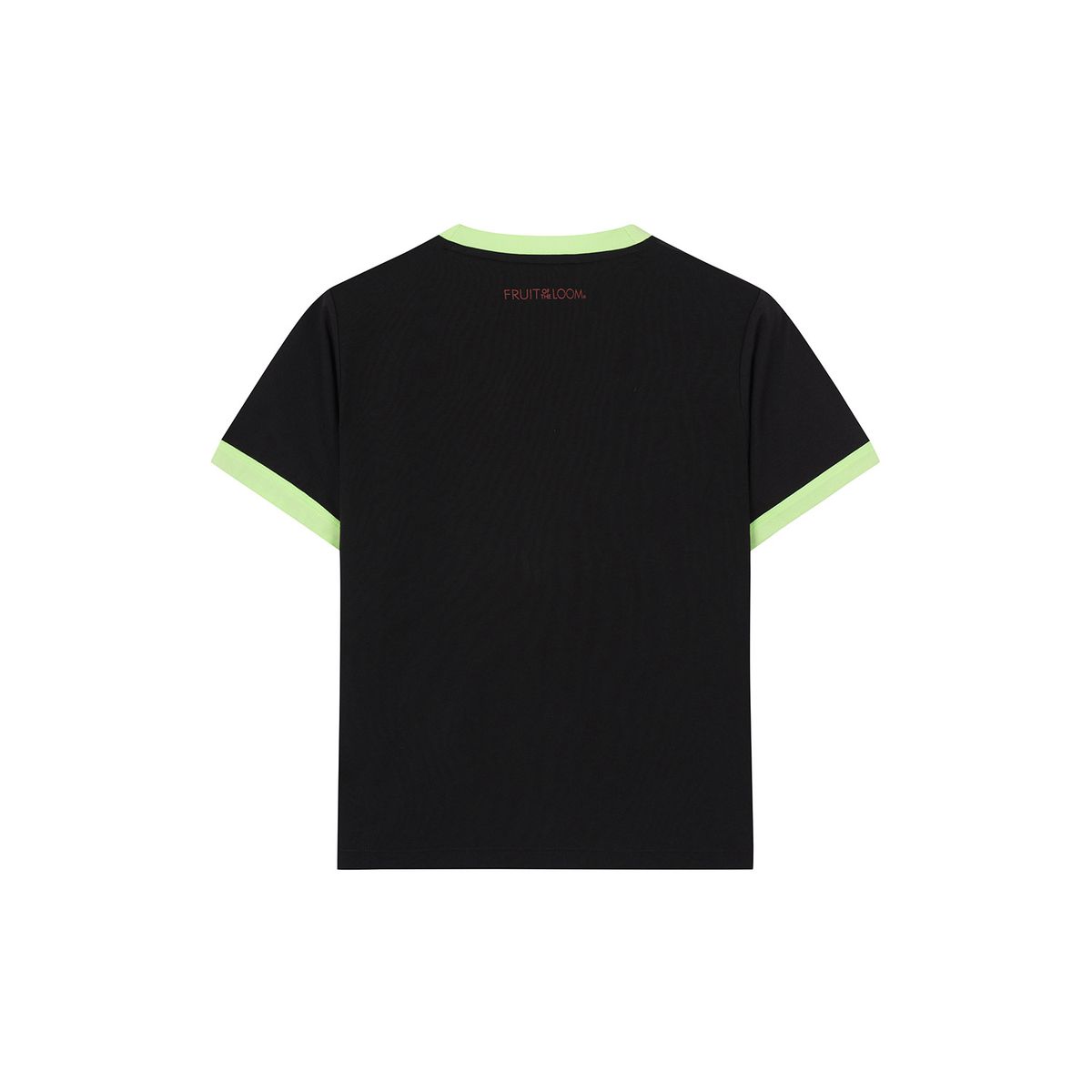 프룻오브더룸(FRUIT OF THE LOOM) 피치가공 빅애플 크롭 링커 반팔티셔츠(BLACK)