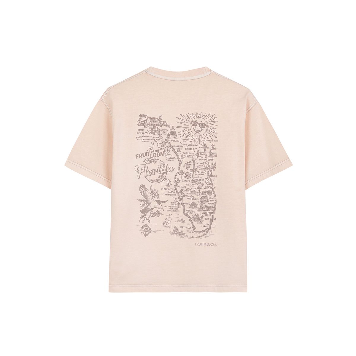 프룻오브더룸(FRUIT OF THE LOOM) 피그먼트 트래블 맵 반팔티셔츠(LIGHT PINK)