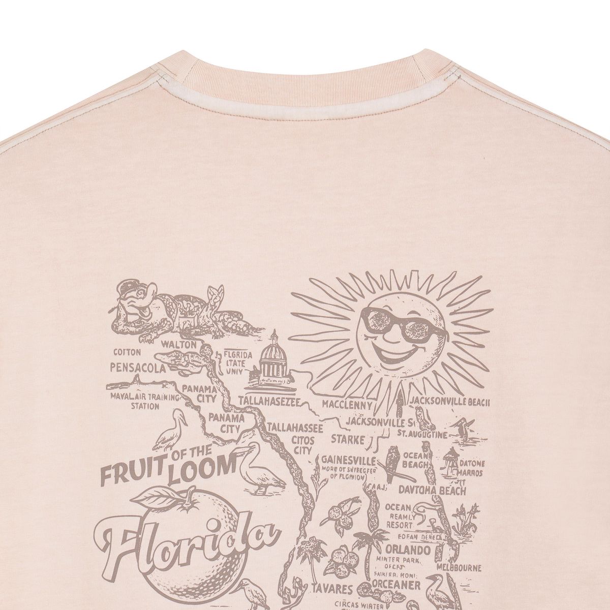 프룻오브더룸(FRUIT OF THE LOOM) 피그먼트 트래블 맵 반팔티셔츠(LIGHT PINK)