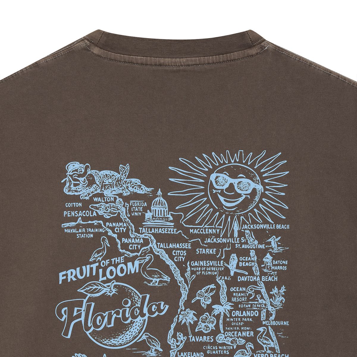 프룻오브더룸(FRUIT OF THE LOOM) 피그먼트 트래블 맵 반팔티셔츠(DEEP BROWN)