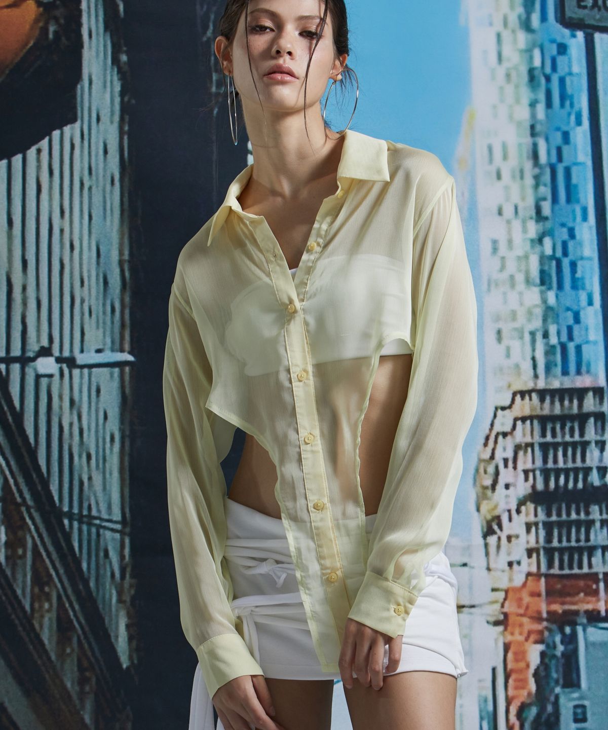 게이트리스(GATELESS) SEE-THROUGH BODY SHIRT