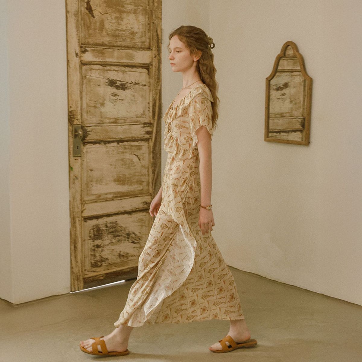 프라우드 마리(PROUD MARY) PM_Paisley ruffle maxi dress_BEIGE