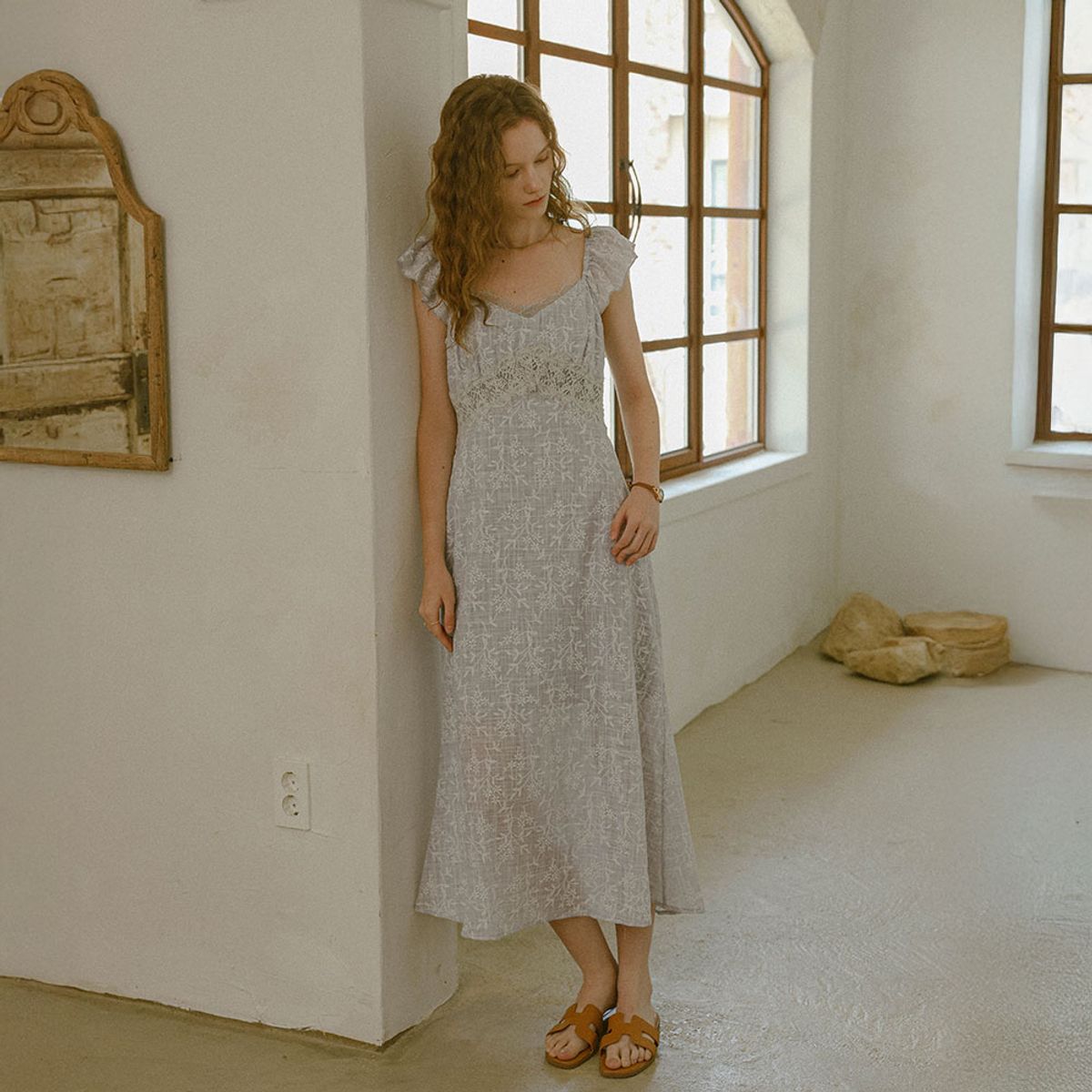 프라우드 마리(PROUD MARY) PM_Flutter sleeve jacquard dress_LAVENDER