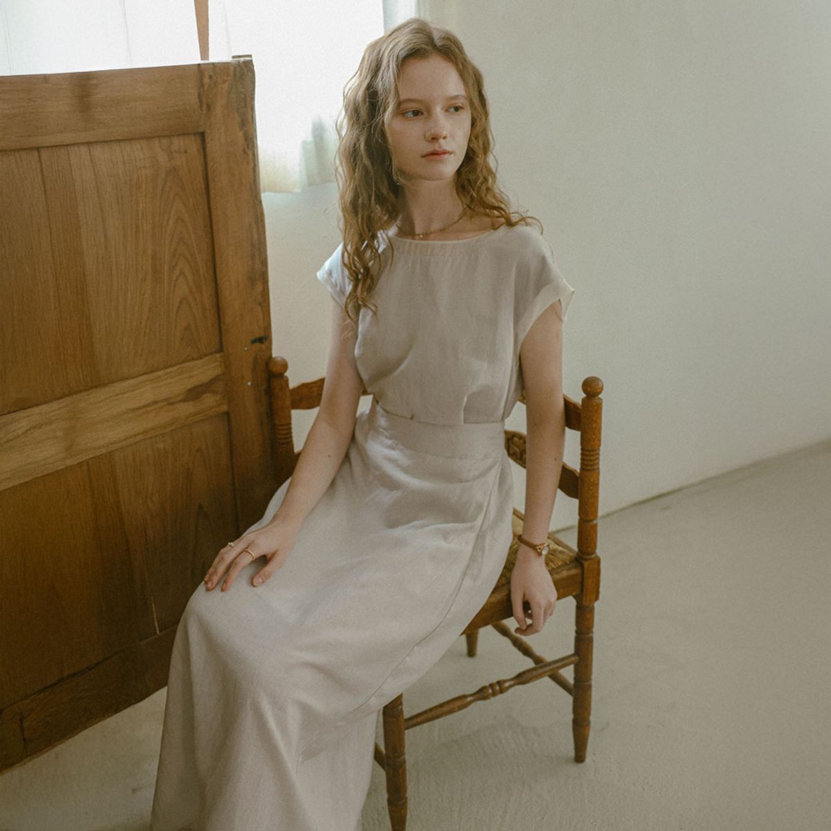 프라우드 마리(PROUD MARY) PM_Boat neck simple midi dress_GRAY