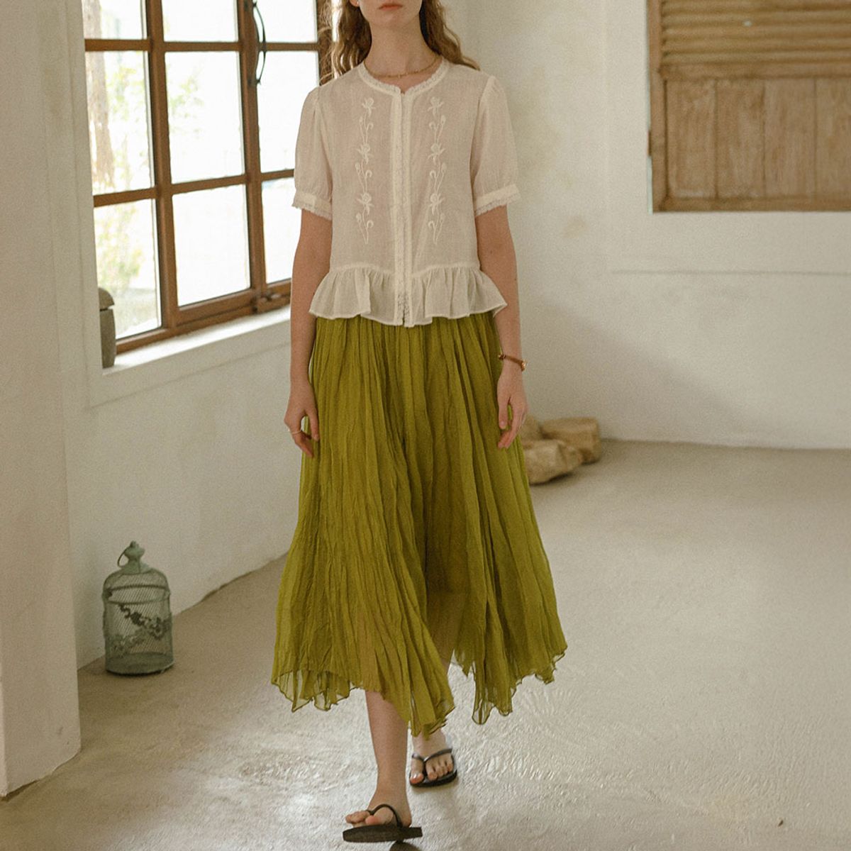 프라우드 마리(PROUD MARY) PM_Crinkle pleated long skirt_2color