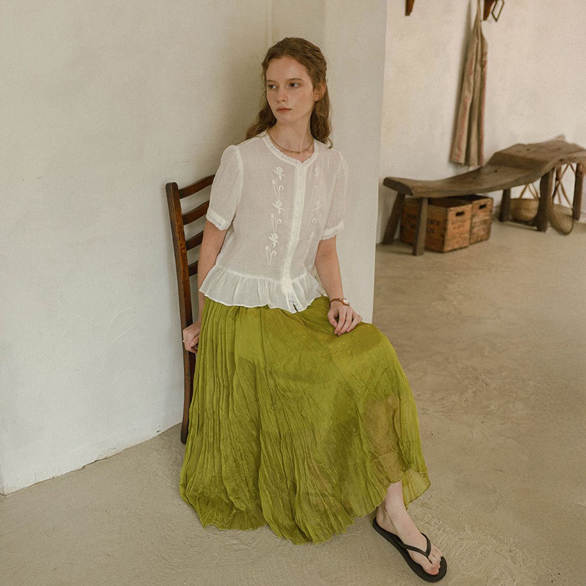 프라우드 마리(PROUD MARY) PM_Crinkle pleated long skirt_2color