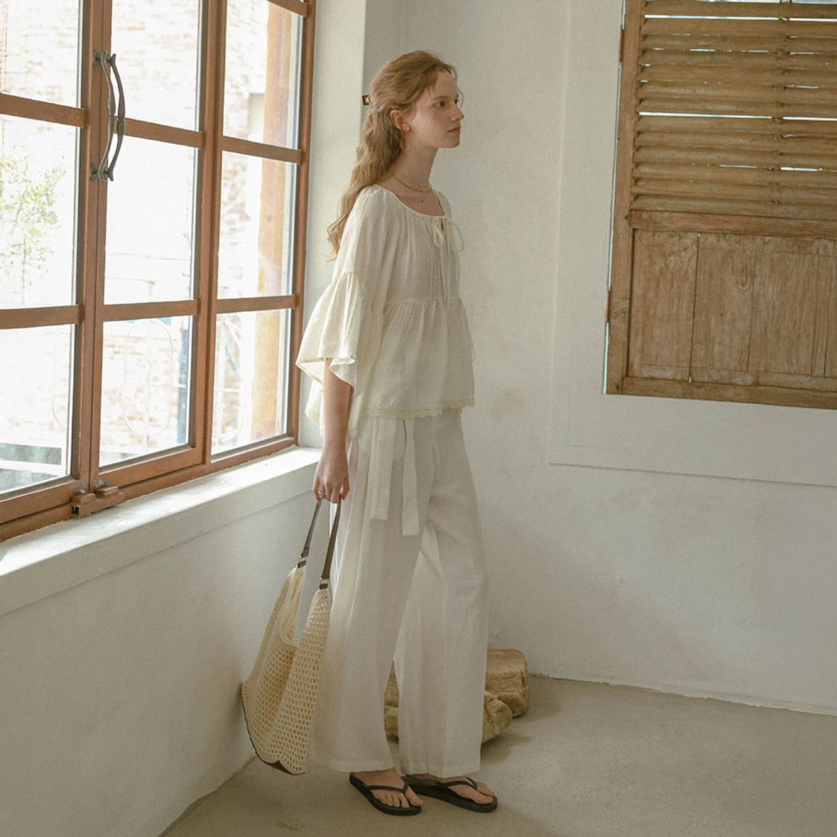 프라우드 마리(PROUD MARY) PM_Tie waist lounge pants_WHITE