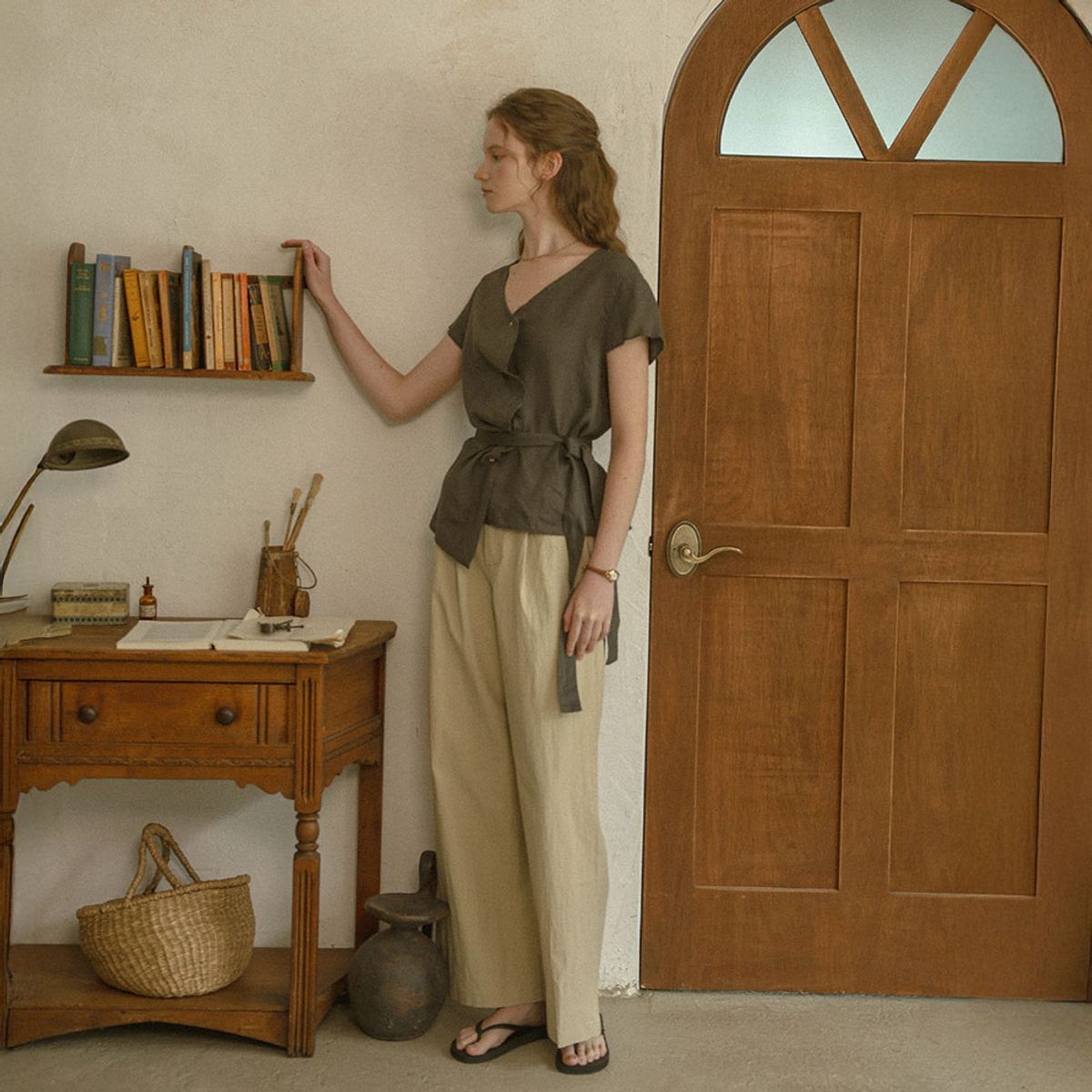 프라우드 마리(PROUD MARY) PM_Wrap front belted blouse_CHARCOAL