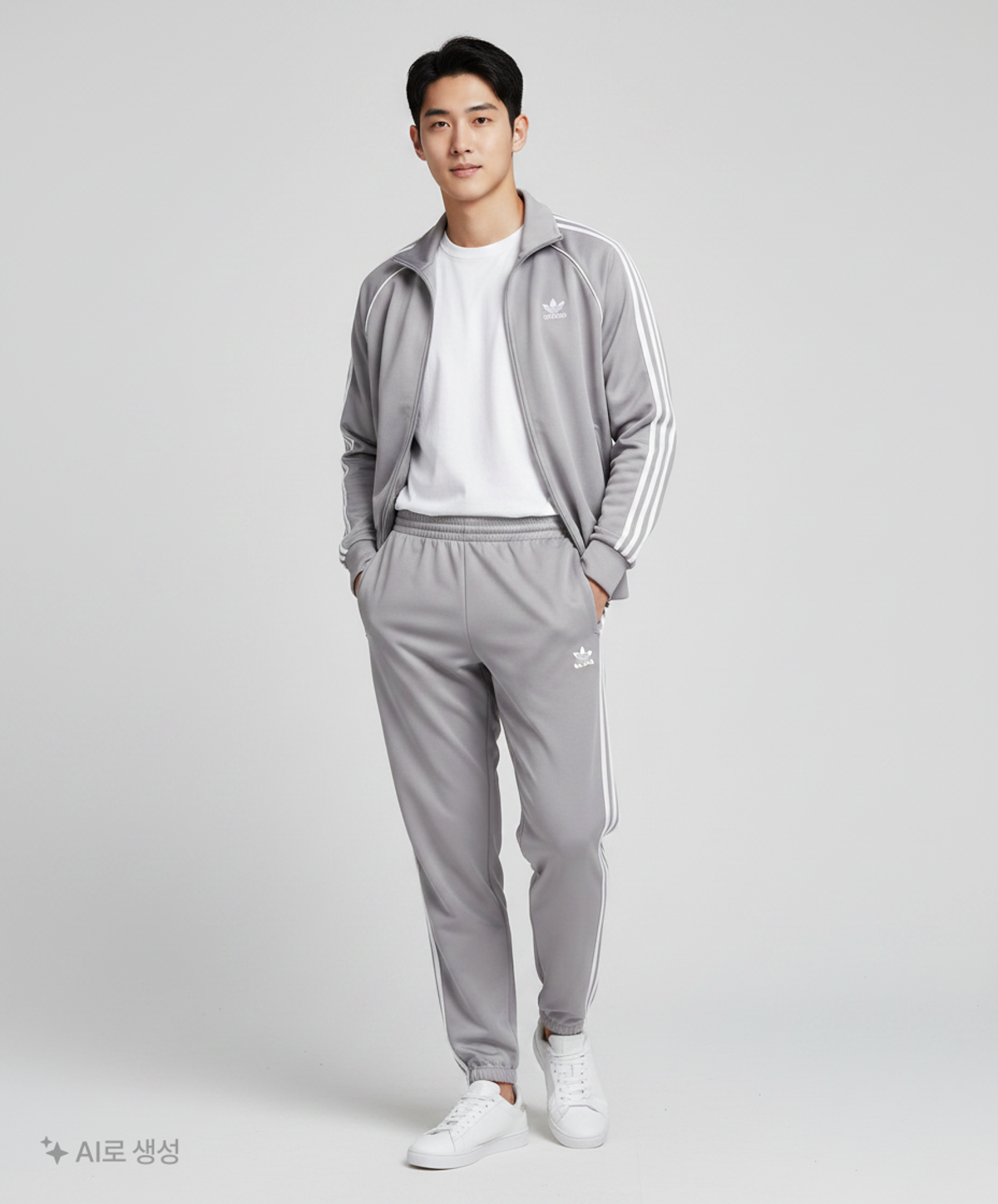 아디다스(ADIDAS) 로고 트레이닝 팬츠 - 그레이:실버 / H37071 L
