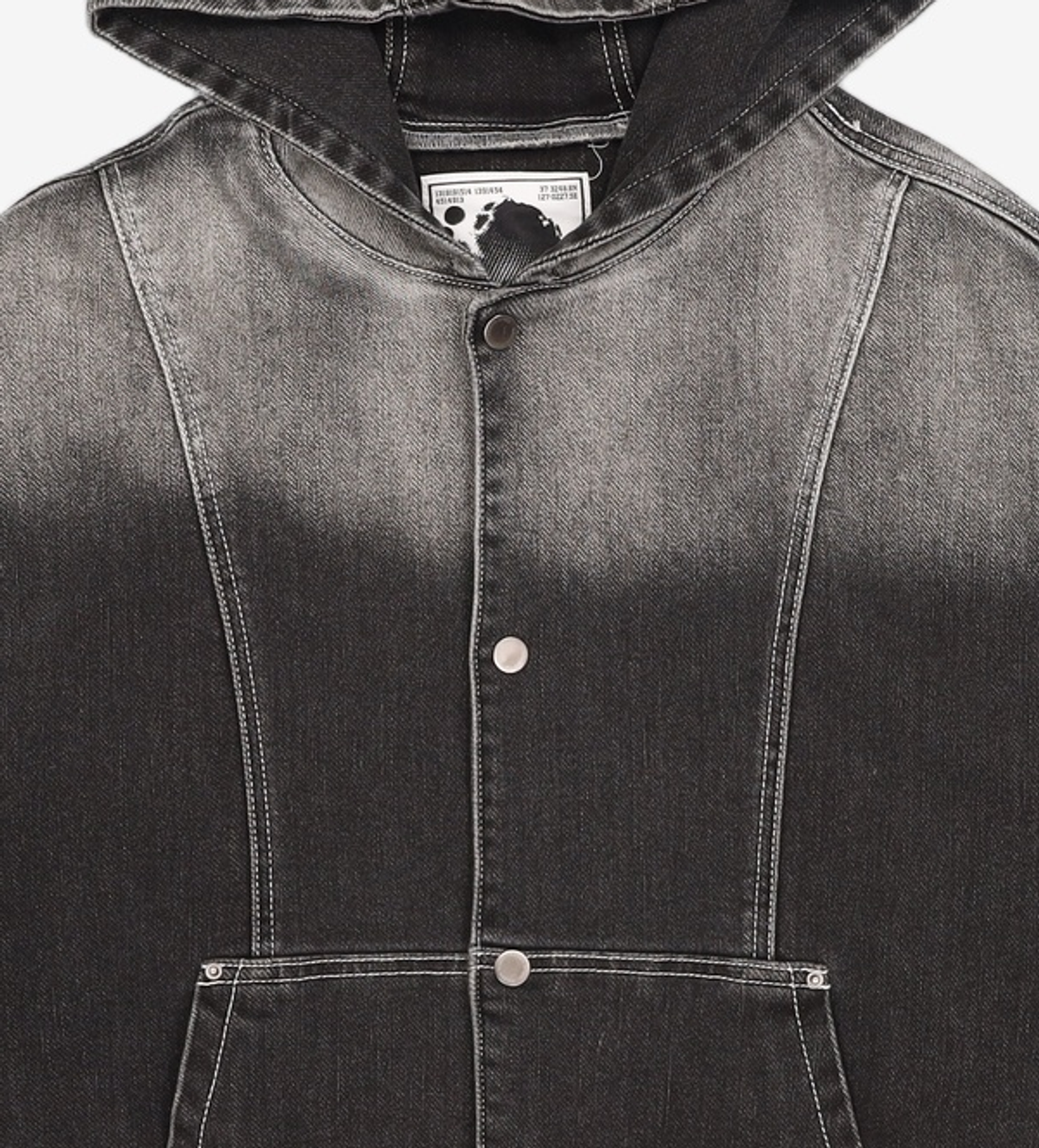 메종미네드(MAISON MINED) WASHING DENIM SNAP HOOD BLACK M