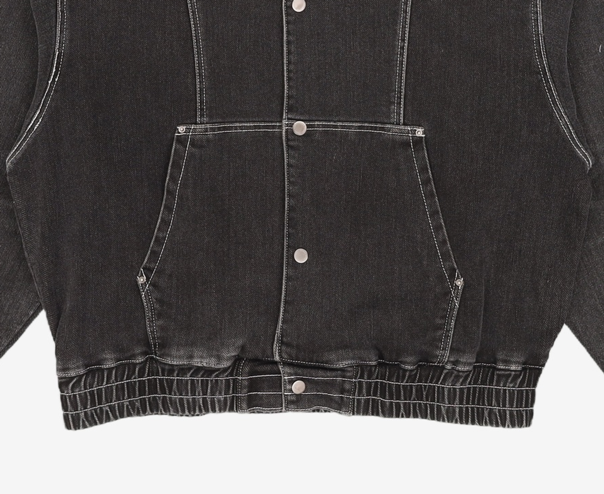 메종미네드(MAISON MINED) WASHING DENIM SNAP HOOD BLACK M