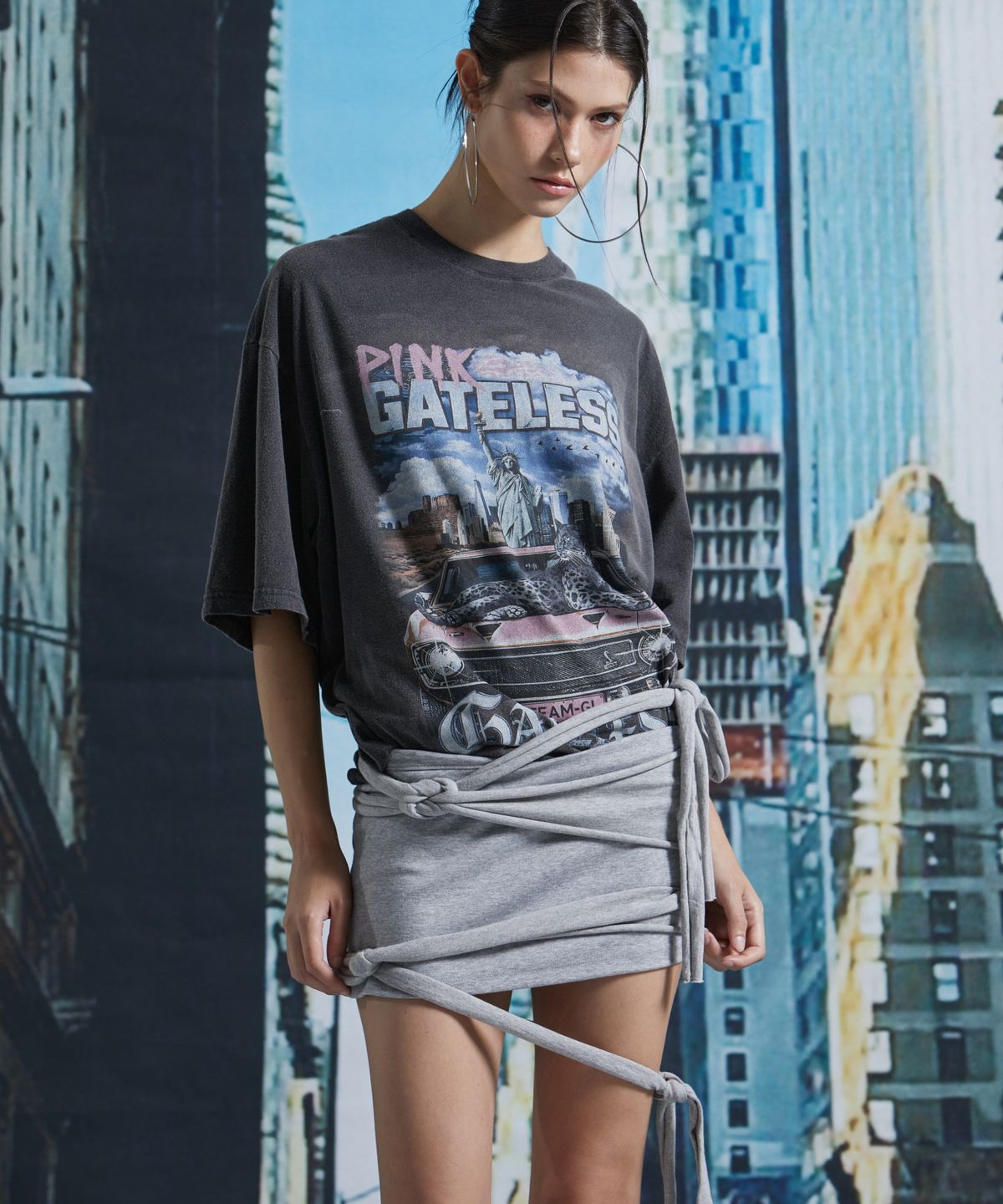 게이트리스(GATELESS) DOUBLE MINI SKIRT