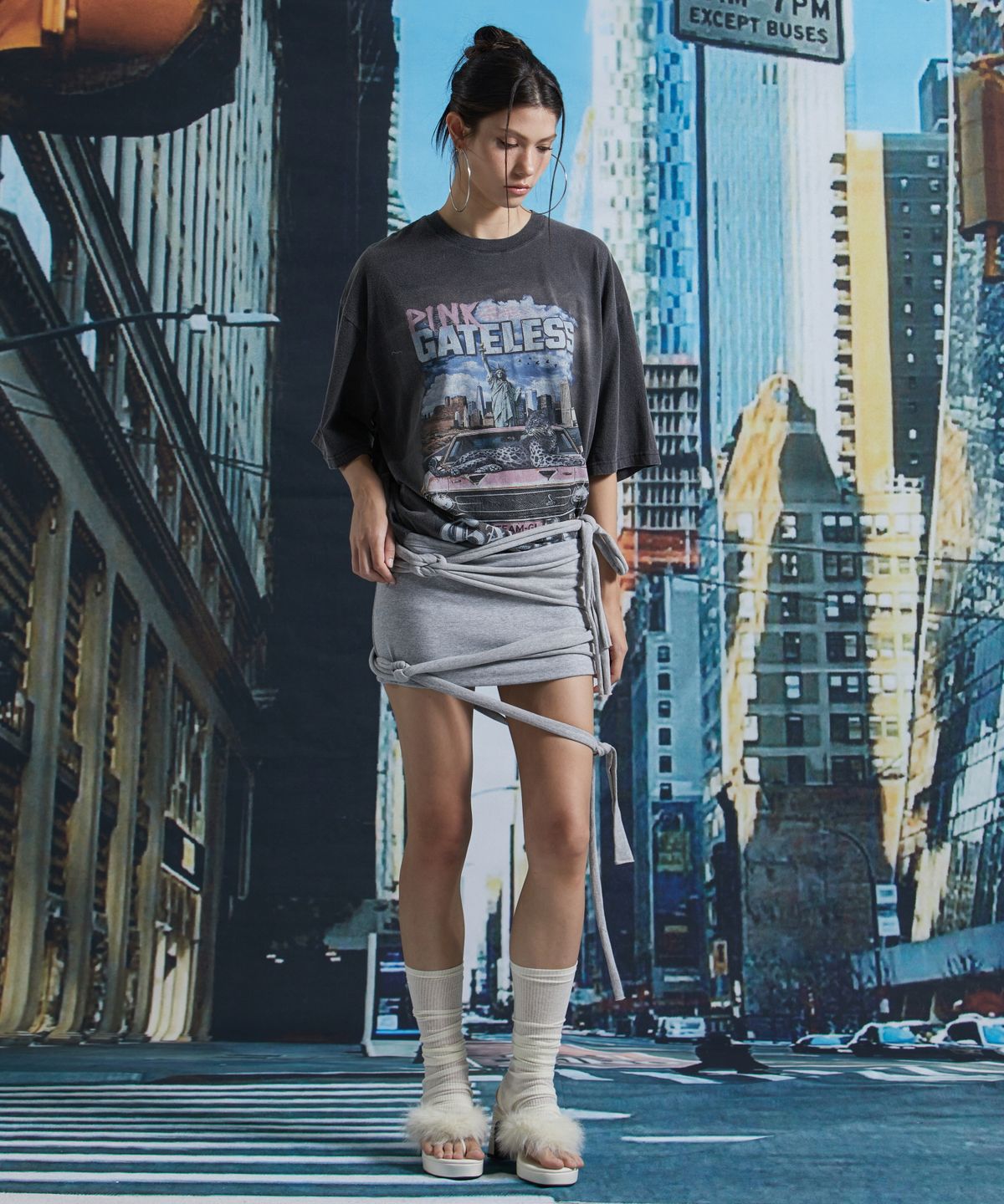 게이트리스(GATELESS) DOUBLE MINI SKIRT