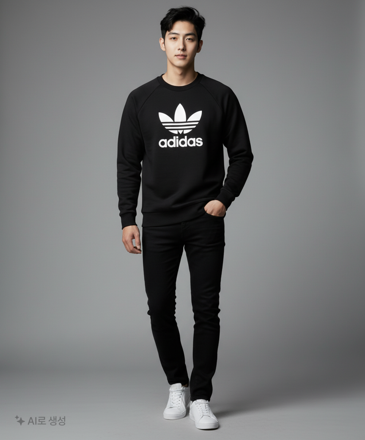 아디다스(ADIDAS) 트레포일 크루 - 블랙 / CW1235 M