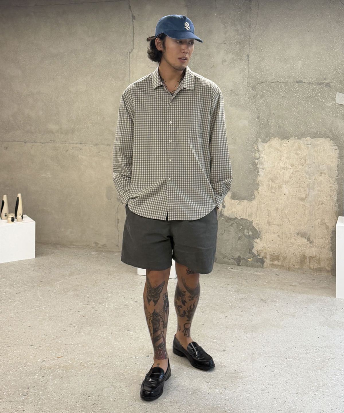 필프(PEALP) [PEALP X FIT THE SIZE] WASHED EASY SHORT(CHARCOAL)