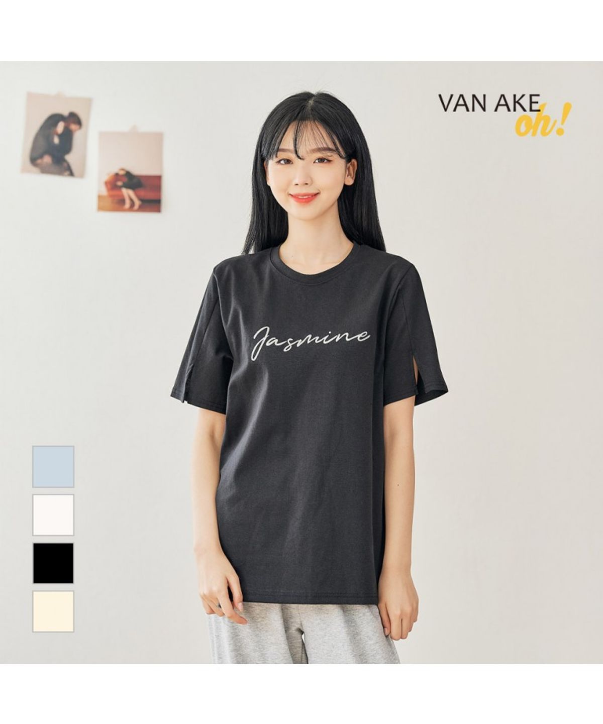 반에이크(VANAKE) 쟈스민 반팔 티셔츠_OB14TSME31Z