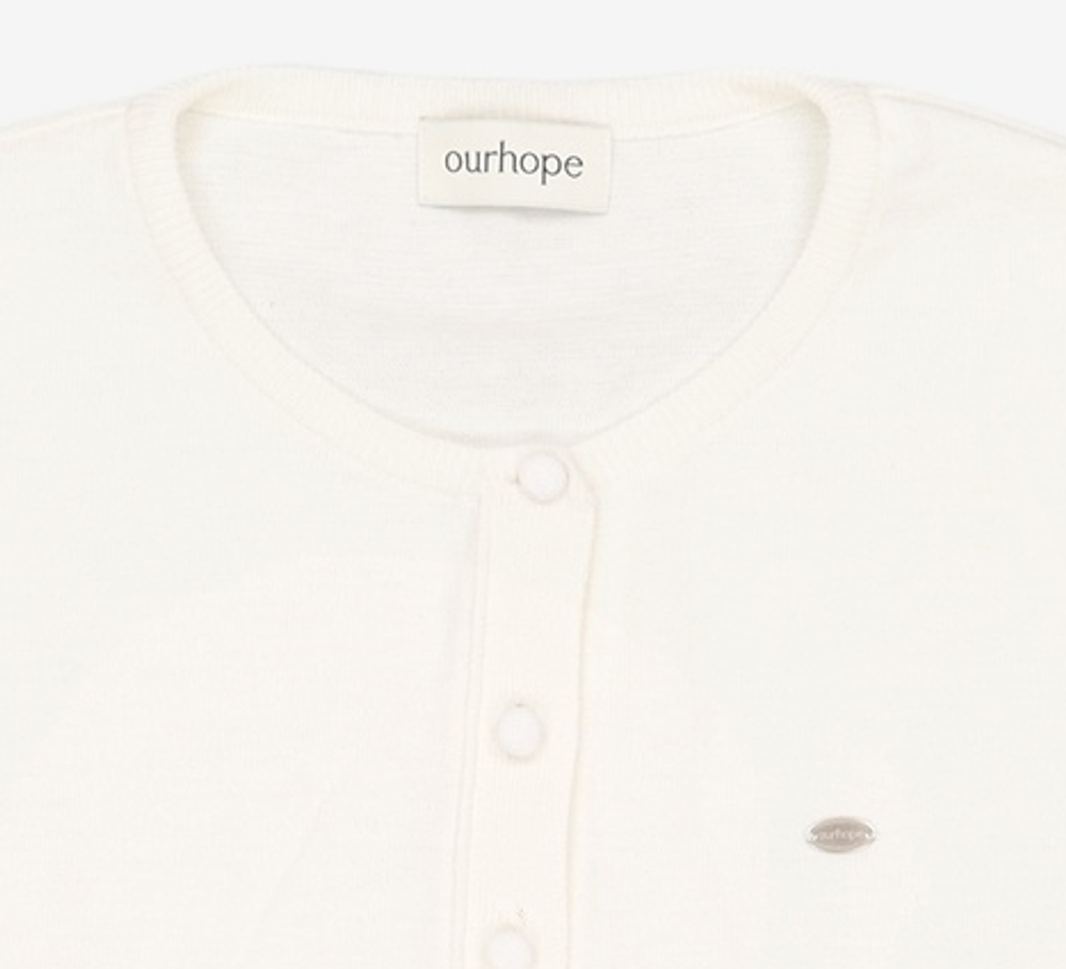 아워호프(OURHOPE) 소프트 버튼 라운드 가디건 - 아이보리 FREE