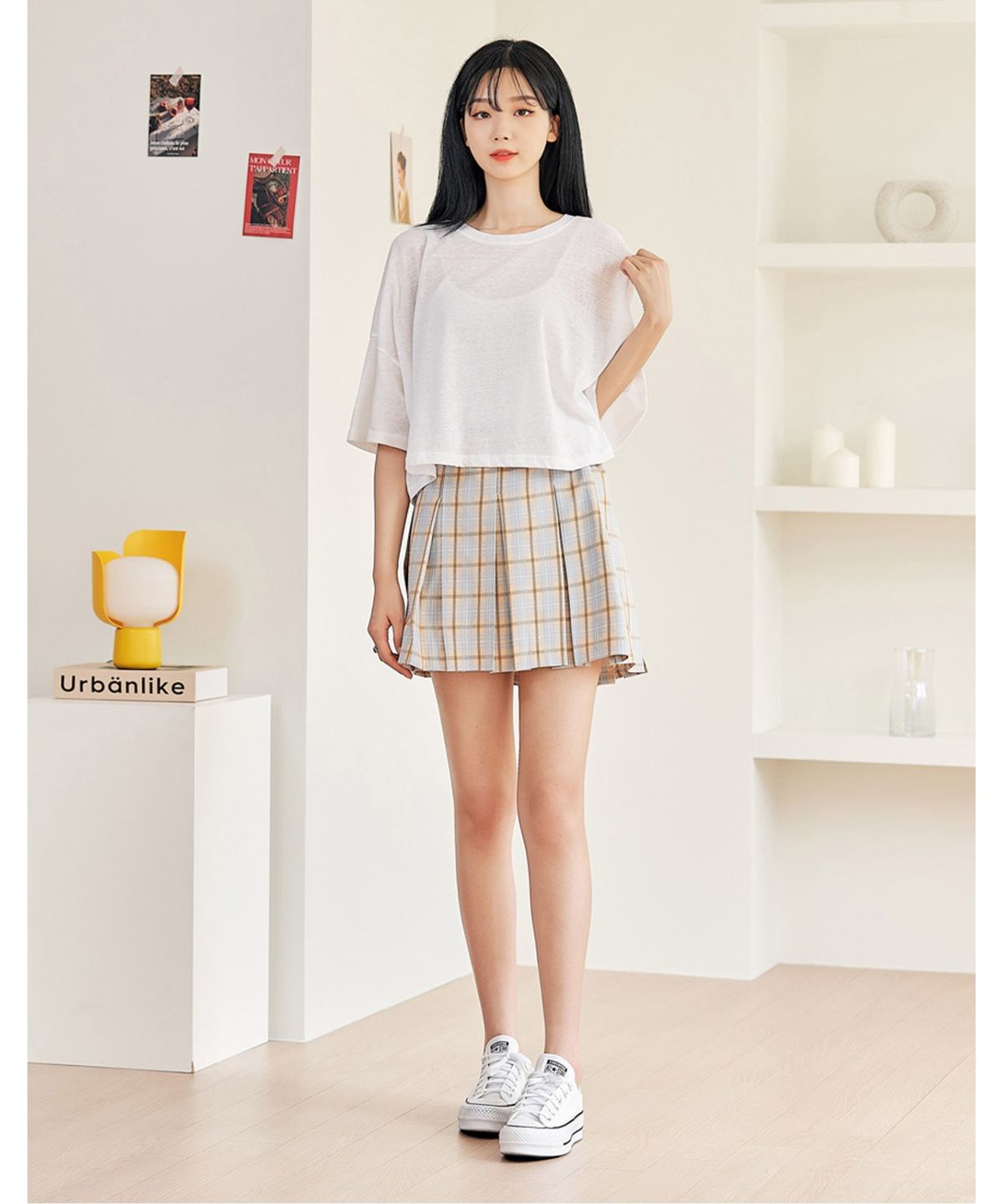반에이크(VANAKE) 린즈 체크 미니 스커트_OB15SKME04Z