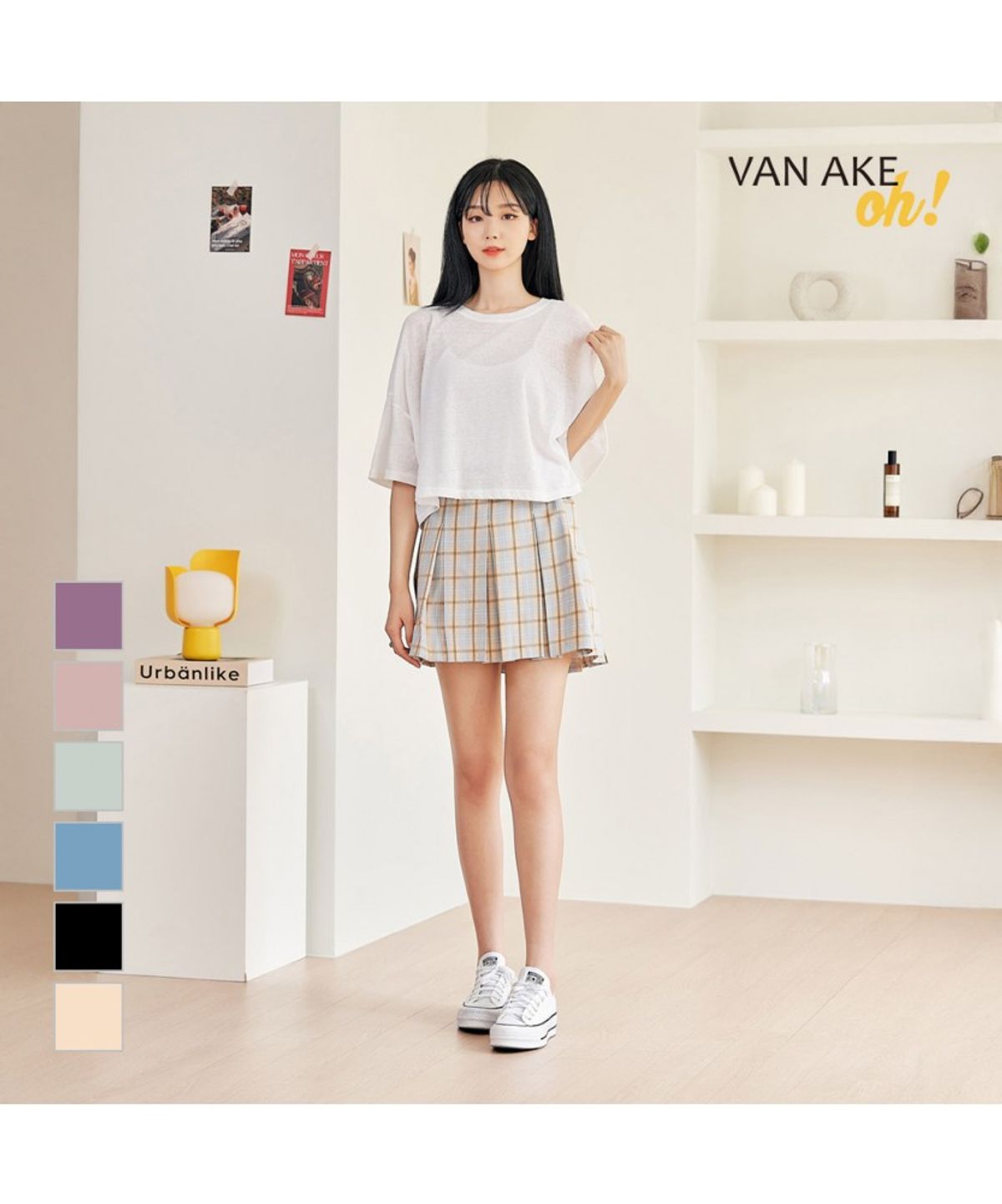 반에이크(VANAKE) 린즈 체크 미니 스커트_OB15SKME04Z