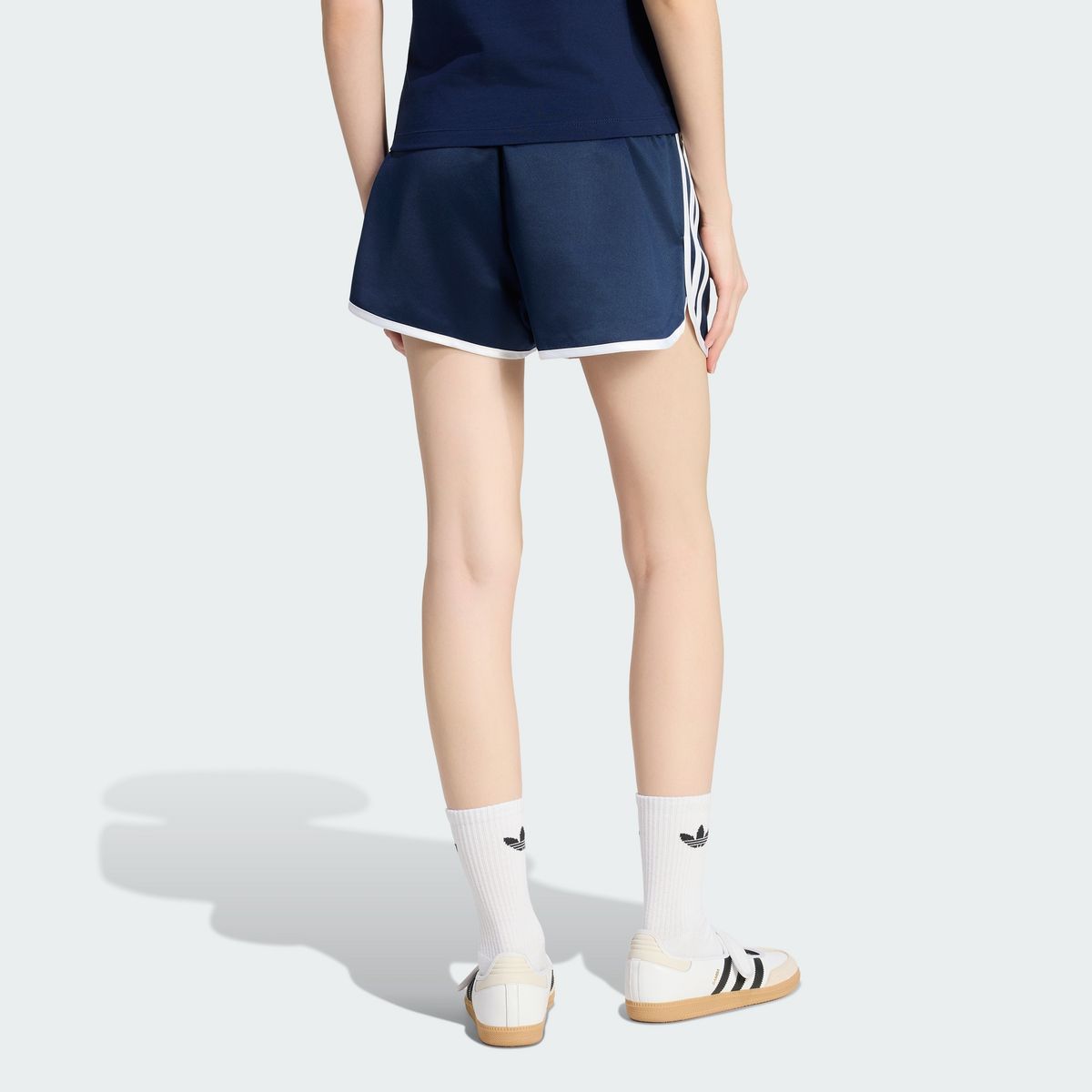 아디다스(ADIDAS) 새틴 3S 스프린터 숏 팬츠 - 나이트인디고:화이트 / KS9852