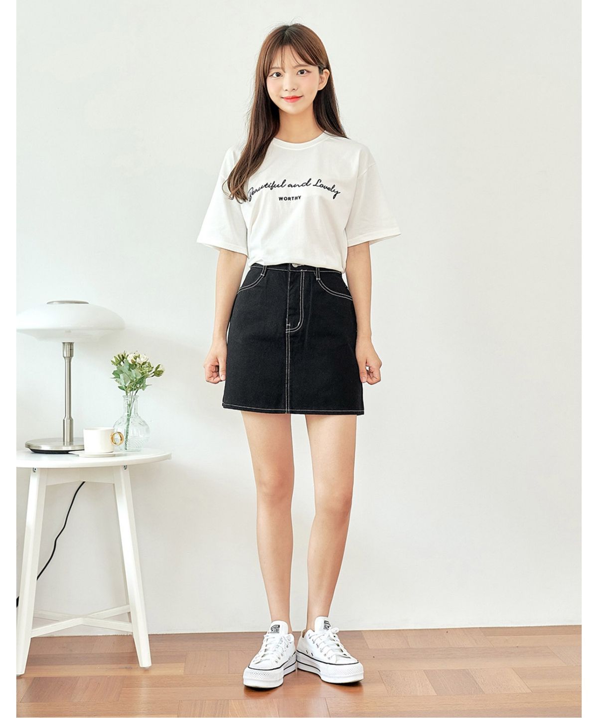 반에이크(VANAKE) 노디 스티치 스커트_OB16SKME04Z