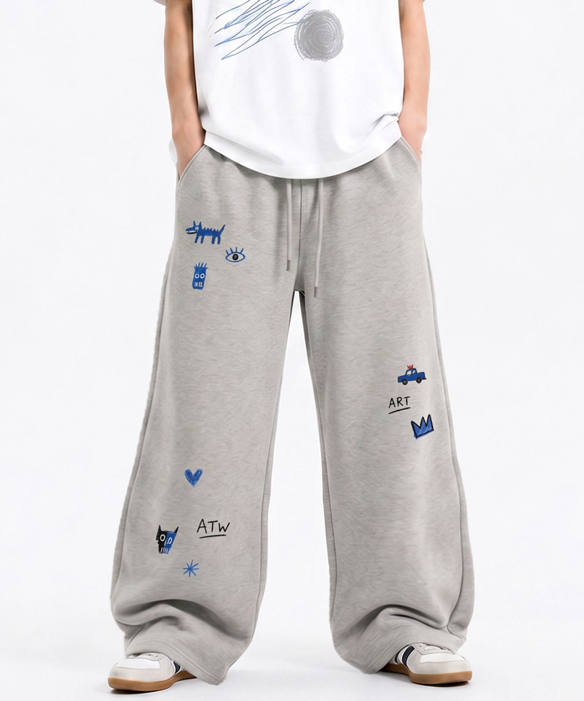 아티스트웨어(ARTISTWEAR) [ATW] 카오스 드로잉  와이드 밴딩팬츠 -2COLOR