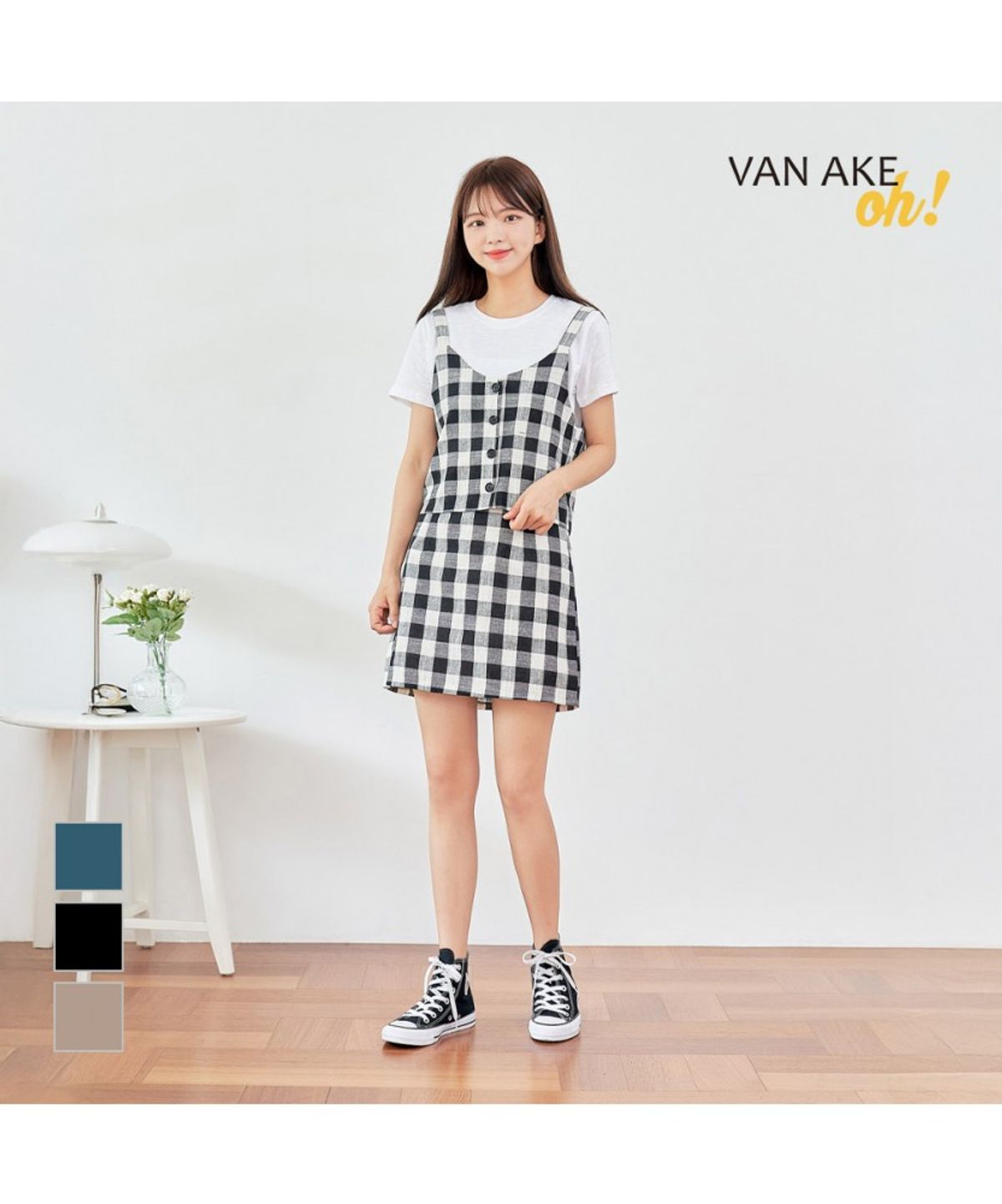 반에이크(VANAKE) 리엘 체크 스커트_OB17SKME03Z