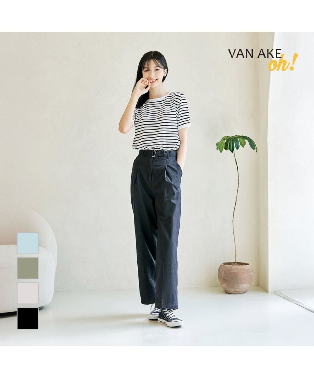 반에이크(VANAKE) 우든 벨트 슬랙스 _OB17SLME05Z