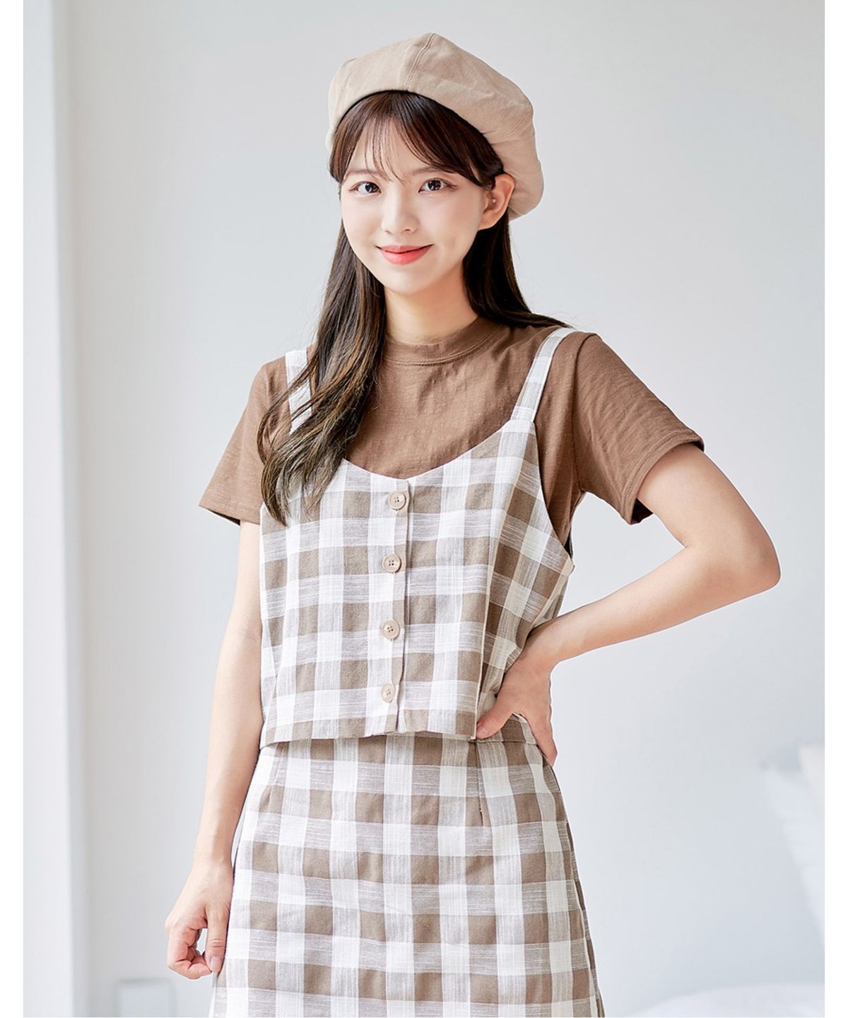 반에이크(VANAKE) 리엘 체크 뷔스티에_OB17VTME03Z