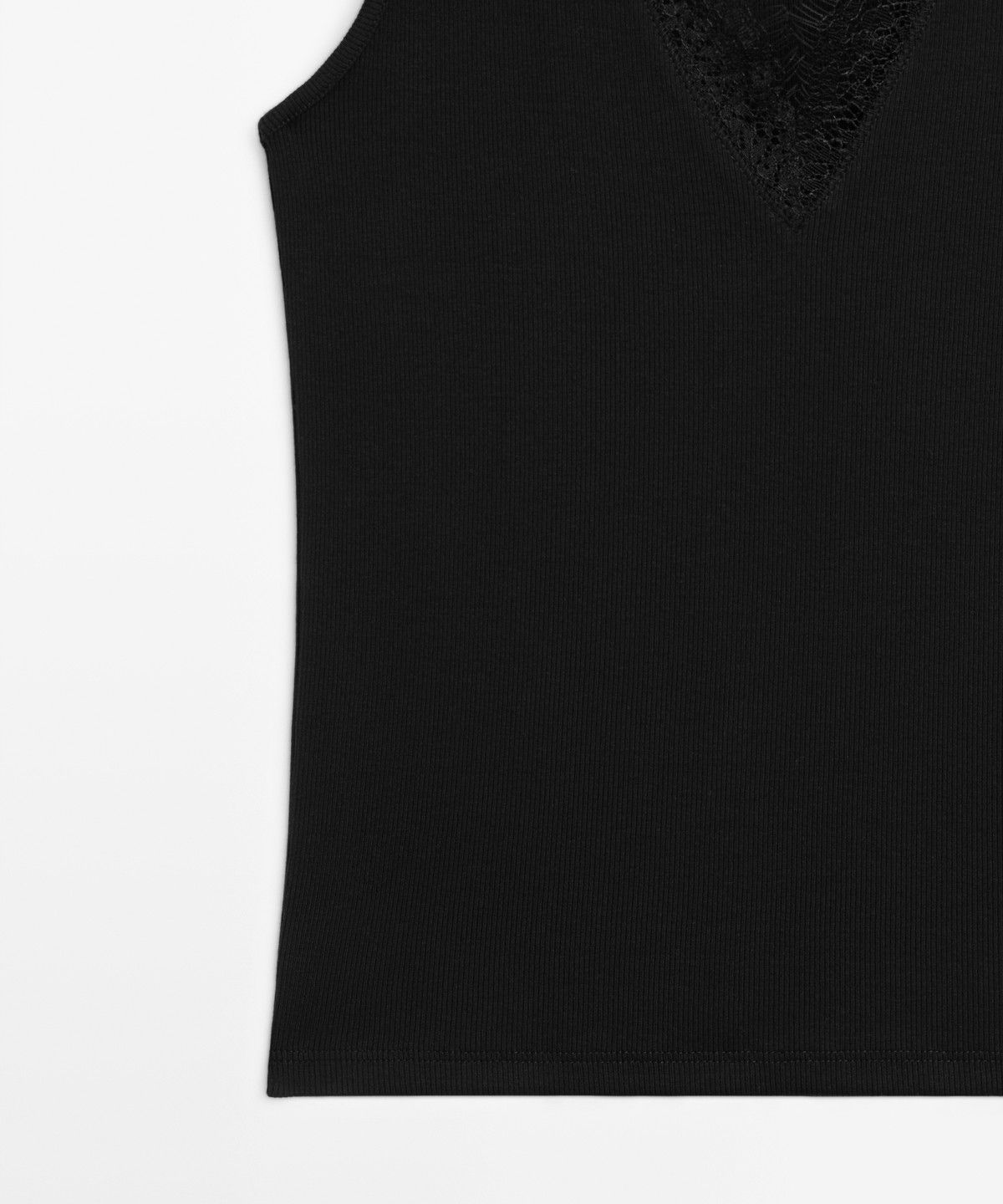 마시모두띠(MASSIMO DUTTI) 레이스 디테일 브이넥 탑