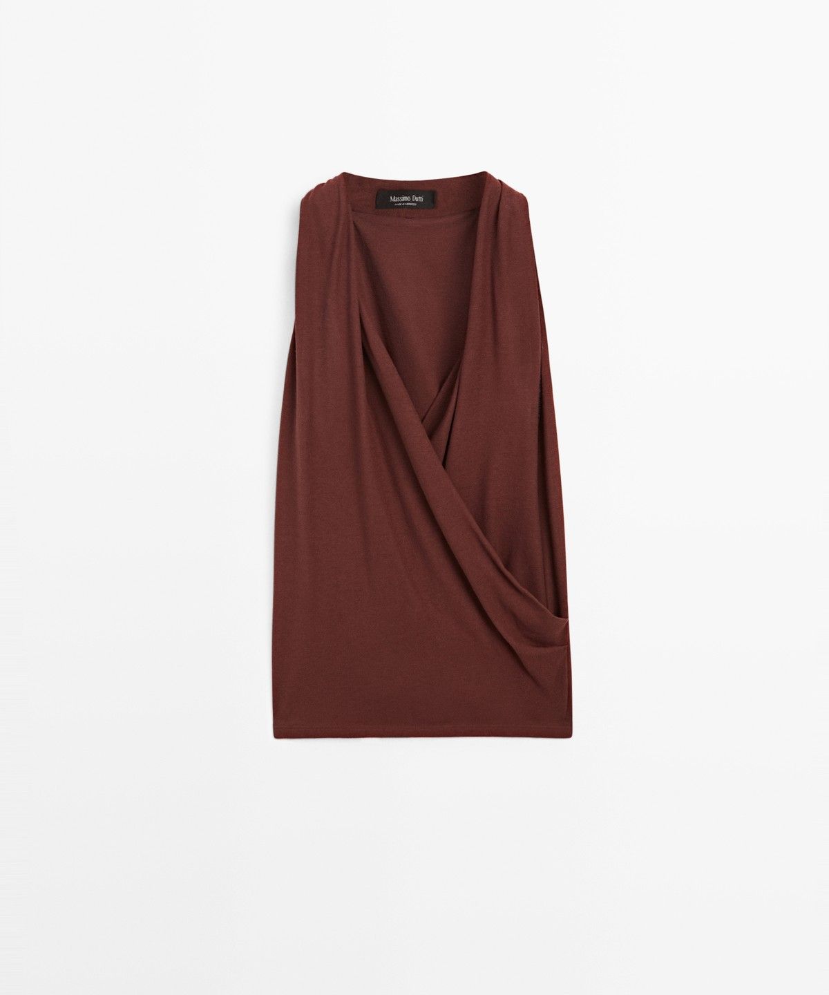 마시모두띠(MASSIMO DUTTI) 100% 코튼 드레이프 랩넥 탑