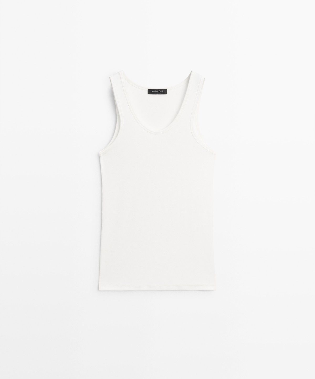 마시모두띠(MASSIMO DUTTI) 코튼 블렌드 크루넥 슬리브리스 티셔츠
