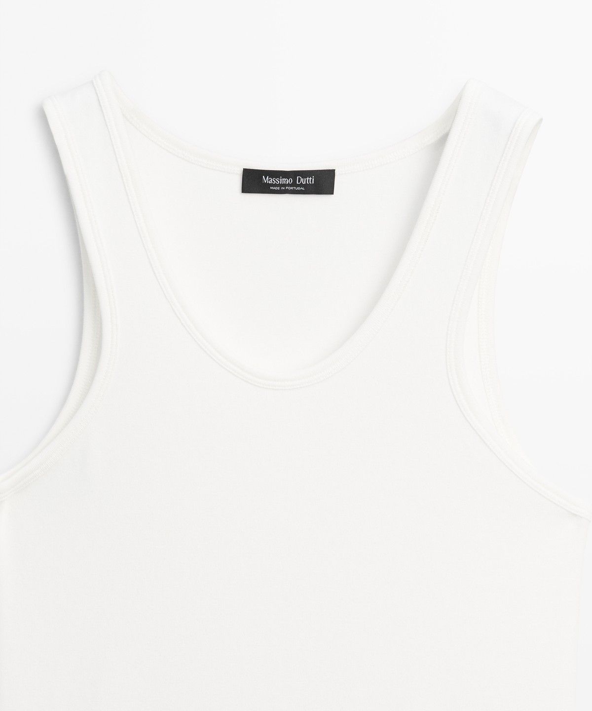 마시모두띠(MASSIMO DUTTI) 코튼 블렌드 크루넥 슬리브리스 티셔츠