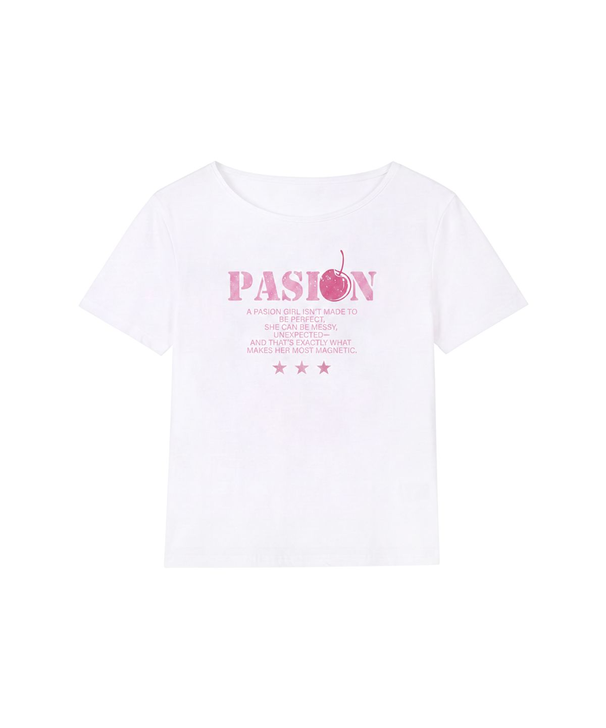 파시온(PASION) 체리 팝 오프숄더 반팔티_화이트 Cherry Pop Off-Shoulder Short Sleeve Tee_White