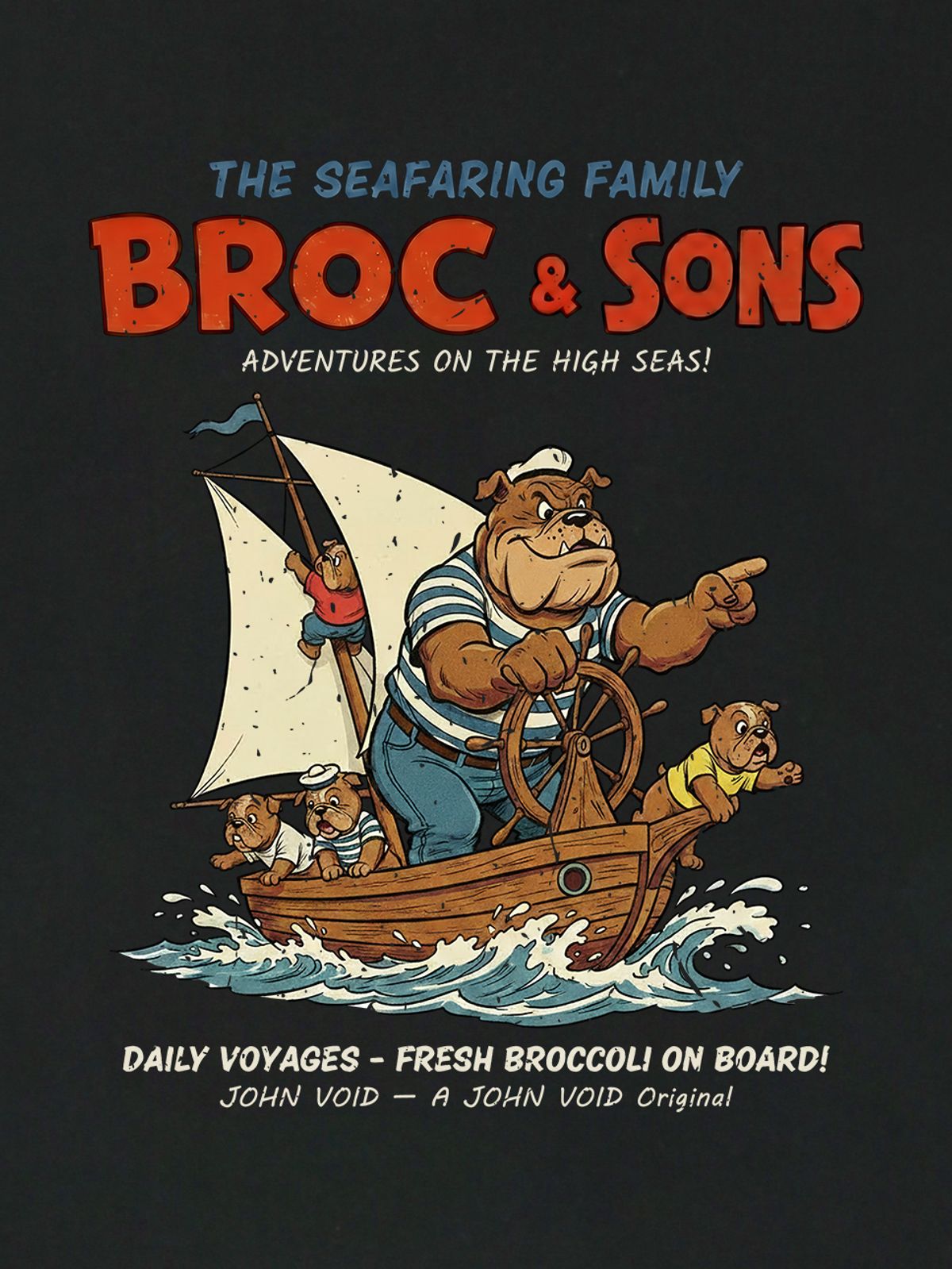 세이브어독(SAVE A DOG) BROC&SONS BOAT HALF-SLEEVE T-SHIRT (KIDS & UNISEX SIZE ~5XL)