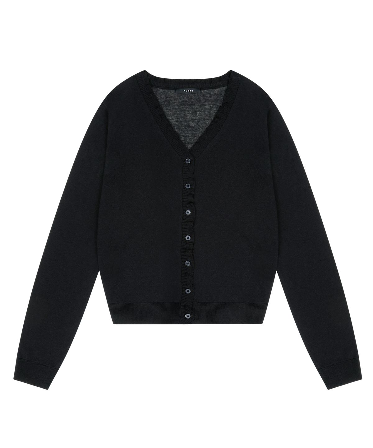 블레티(VLETI) Linen Blend Double-Layer V-Neck Cardigan (black)